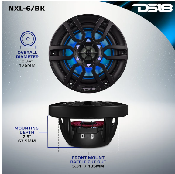 DS18 NXL-6     NXL 6.5" 2-Way Coaxial Marine Speaker