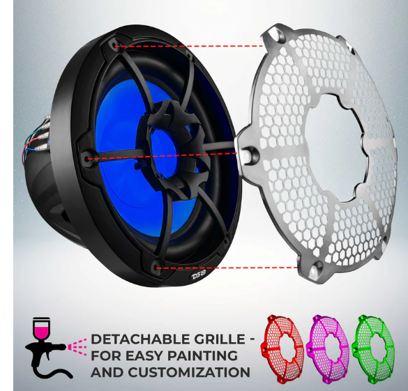 DS18 NXL-10SUB/WH    NXL 10" Marine Subwoofer with LED RGB Lights