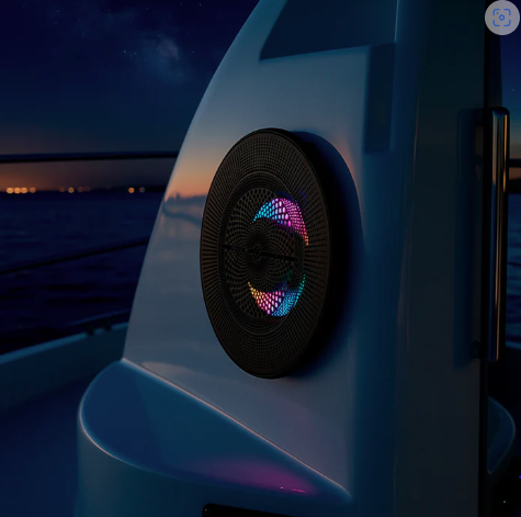 Luxury 6.5” 2-Way Marine Coaxial Speaker with Digital LED Lights and Flush Magnetic Mount Grille | 150W RMS 4-Ohm