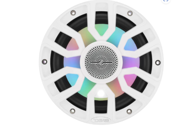 NXL 7.7” 2-Way Coaxial Marine Speaker with Bullet Tweeter, Digital LED Lights & White Deck LED | 175W RMS 4-Ohm