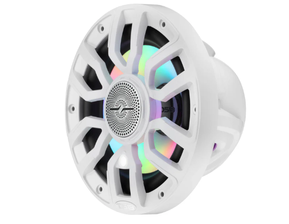 NXL 7.7” 2-Way Coaxial Marine Speaker with Bullet Tweeter, Digital LED Lights & White Deck LED | 175W RMS 4-Ohm
