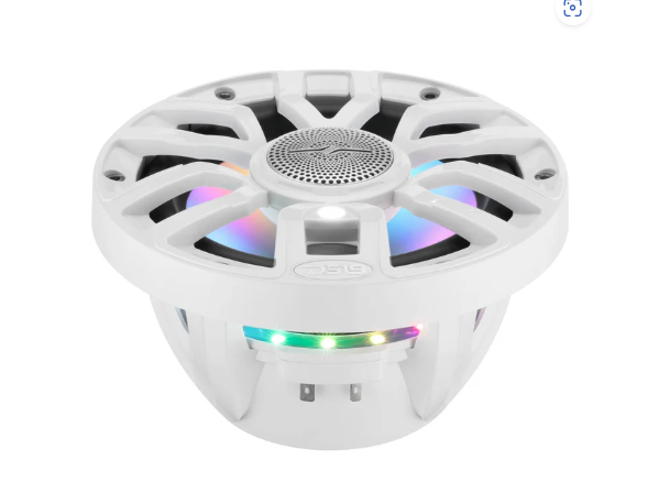NXL 7.7” 2-Way Coaxial Marine Speaker with Bullet Tweeter, Digital LED Lights & White Deck LED | 175W RMS 4-Ohm
