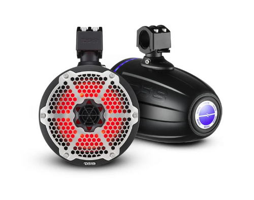 DS18 Better Marine Stereo Package 2 x 8” Speaker Tower | 1 x 2 Ch Amplifier | 1 x MOFCKIT8 and 1 x LED-BTC