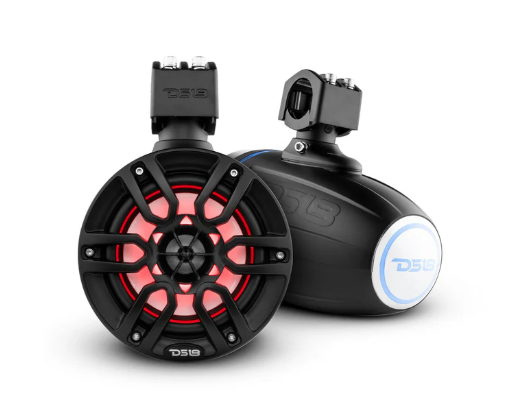 DS18 Best Marine Stereo Subwoofer Package 1 x 10” Subwoofer | 2 x 6.5” Speaker Tower | 2 x 6.5” Marine Speaker | 1 x 5 Ch Amplifier | 1 x MOFCKIT4 and 1 x LED-BTC