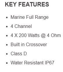 NXLFull-Range Class D IP67 Marine and Powersports Amplifier