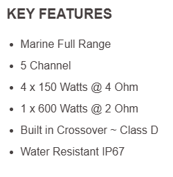 NXLFull-Range Class D IP67 Marine and Powersports Amplifier