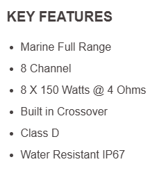 NXLFull-Range Class D IP67 Marine and Powersports Amplifier