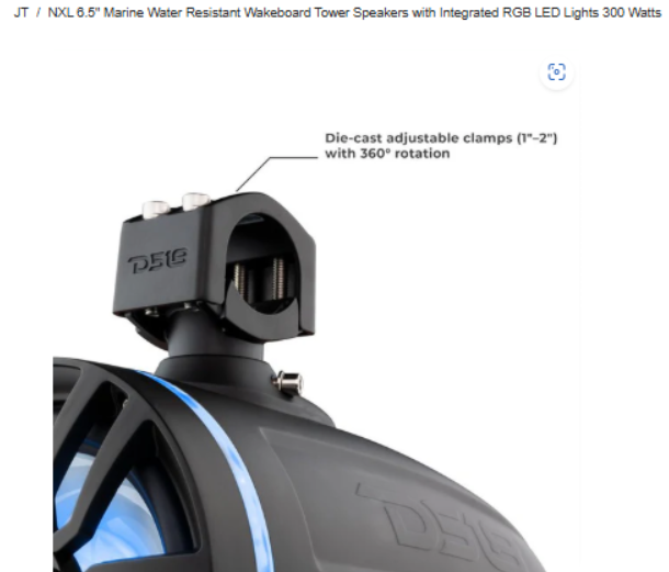 NXL 6.5" Marine Water Resistant Wakeboard Tower Speakers with Integrated RGB LED Lights 300 Watts
