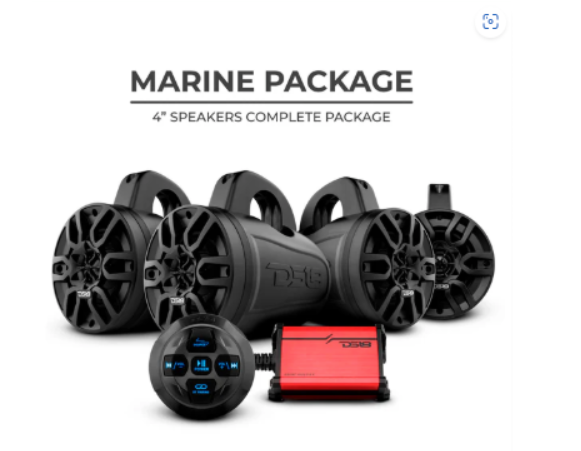 MP 4 x 4" Wakeboard Tower Speakers Package Amplifier And Bluetooth Audio Receiver 100 Watts Rms