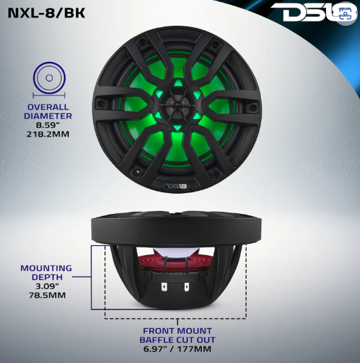 NXL 10" 2-Way Coaxial Marine Speaker with LED RGB Lights |