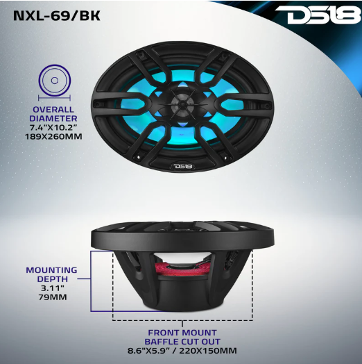 NXL 10" 2-Way Coaxial Marine Speaker with LED RGB Lights |