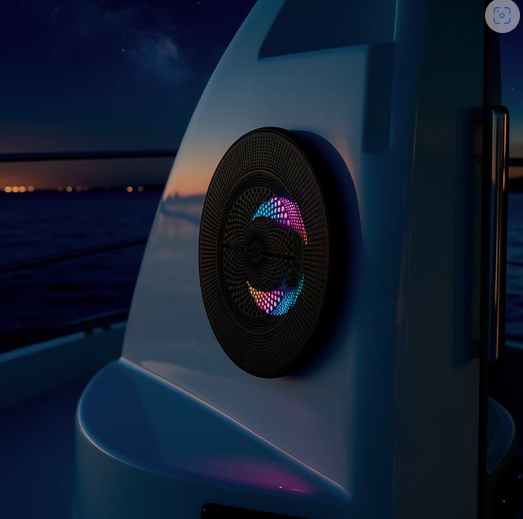 NXL-LXY Series Luxury 2-Way Marine Coaxial Speaker with Digital LED Lights and Flush Magnetic Mount Grille