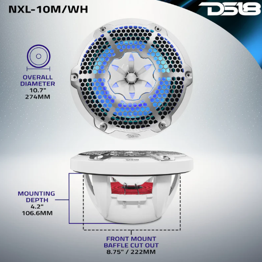 NXL M Series 2-Way Coaxial Marine Speaker with LED RGB
