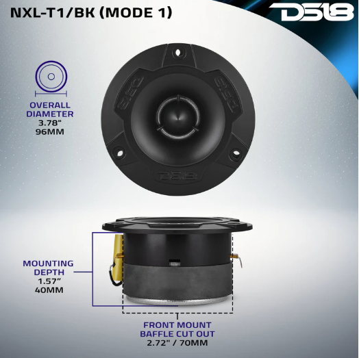NXL 3.8” Marine Water-Resistant Super Bullet Tweeter with 1” Aluminum Voice Coil | 120W RMS 4-Ohm