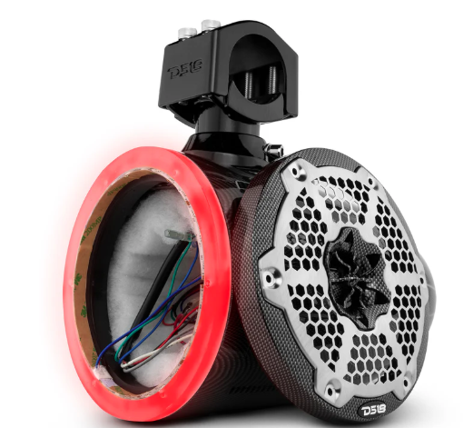 NXL 6.5" Marine and Powersports Empty Tower LED RGB Lights -Black Carbon Fiber
