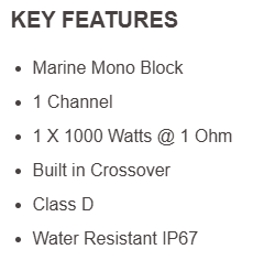 NXLFull-Range Class D IP67 Marine and Powersports Amplifier
