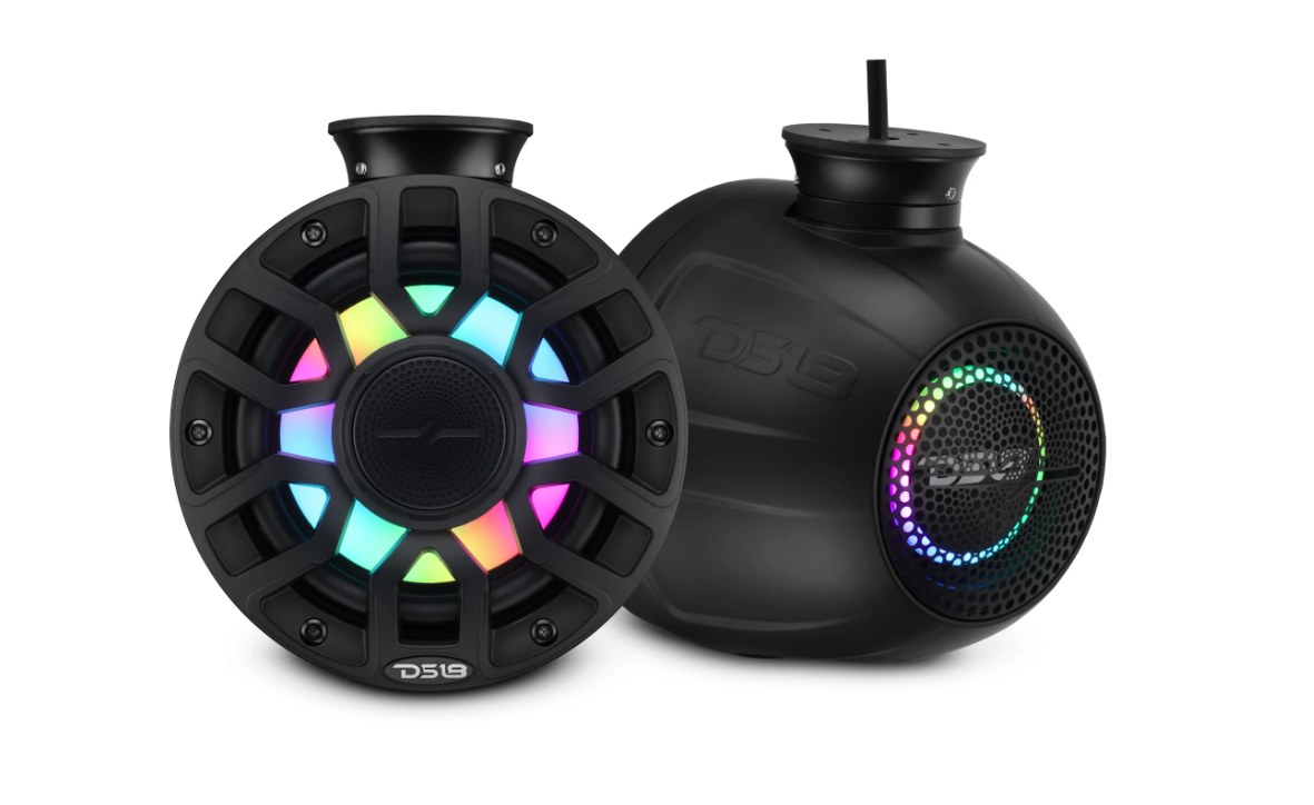 NXL-iQ Marine Short Tower Coaxial Speakers with Digital LED Lights, 150W RMS, 300W Max, 4-Ohm