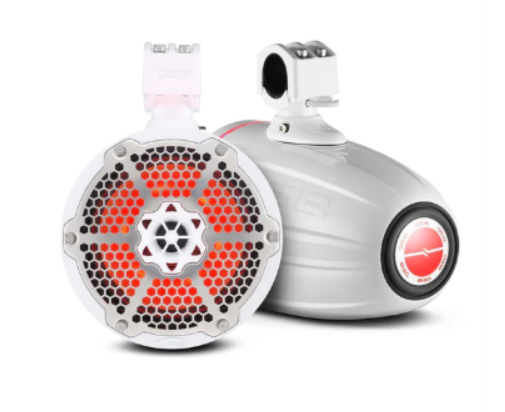 NXL 8" Neodymium Marine and Powersports Towers with Built-in Passive Radiator, 1" Driver and LED RGB Lights 180 Watts Rms