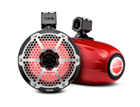 NXL 8" Neodymium Marine and Powersports Towers with Built-in Passive Radiator, 1" Driver and LED RGB Lights 180 Watts Rms