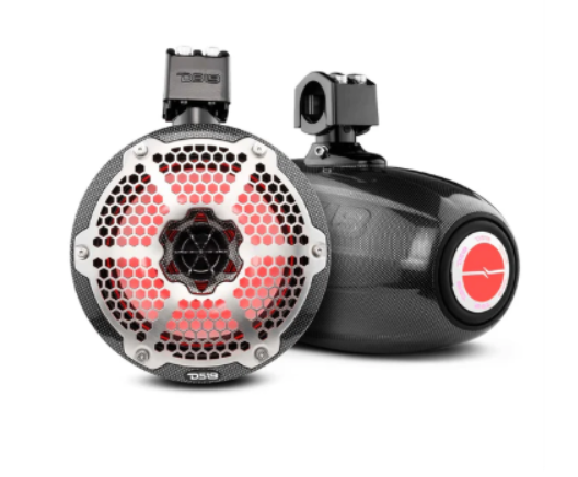 NXL 8" Neodymium Marine and Powersports Towers with Built-in Passive Radiator, 1" Driver and LED RGB Lights 180 Watts Rms