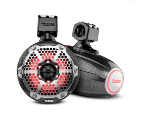NXL 6.5" Marine Water Resistant Wakeboard Tower Speakers with Integrated RGB LED Lights 300 Watts