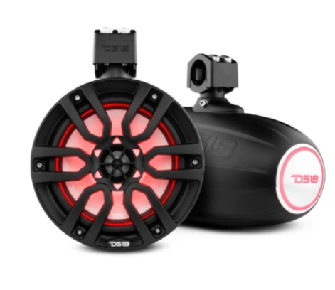 NXL 8" Marine Water Resistant Wakeboard Tower Speakers with Integrated RGB LED Lights 375 Watts