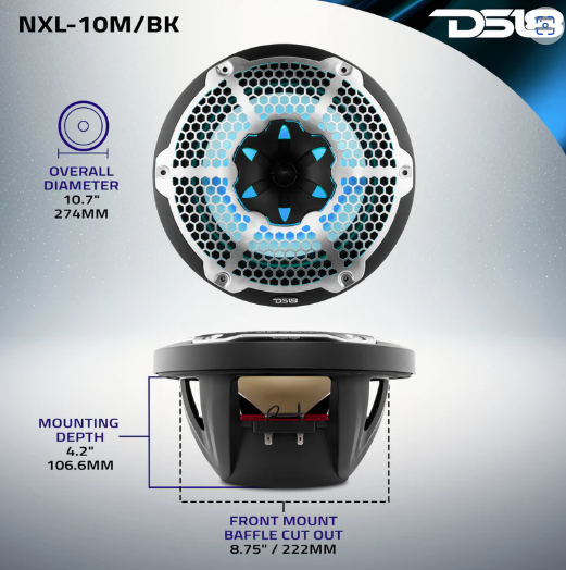 NXL M Series 2-Way Coaxial Marine Speaker with LED RGB
