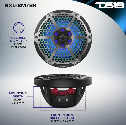 NXL M Series 2-Way Coaxial Marine Speaker with LED RGB