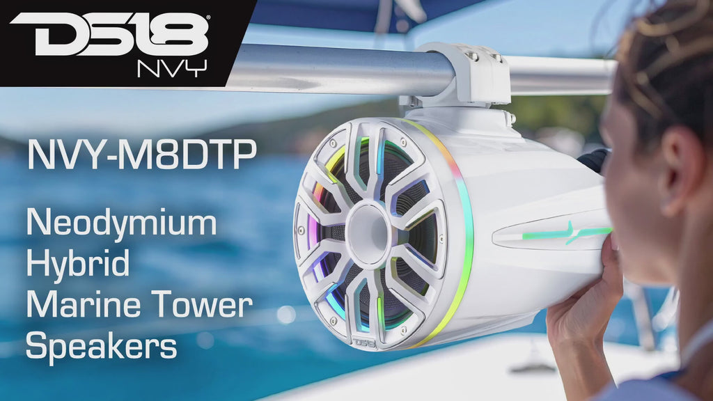8" Marine Tower Speaker With Neodymium Magnet, Kevlar Cone, Compression Driver & Digital LED Lights | 200W RMS 4-Ohm
